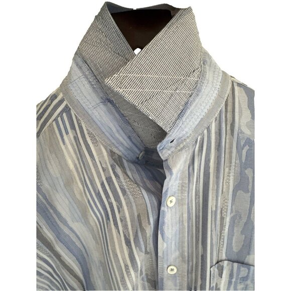 Bugatchi UOMO mens shirt Classic Fit, Blue Camo, 80% cotton & 20 % Linen - Picture 9 of 11